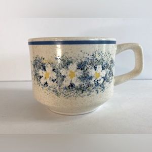 Temper Ware Dew Drops by Lenox USA Flat Coffee Tea Mug Blue Floral Temperware